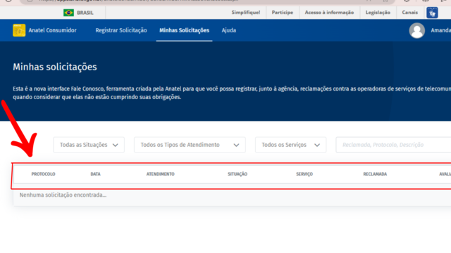Site anatel acompanhar solicitações