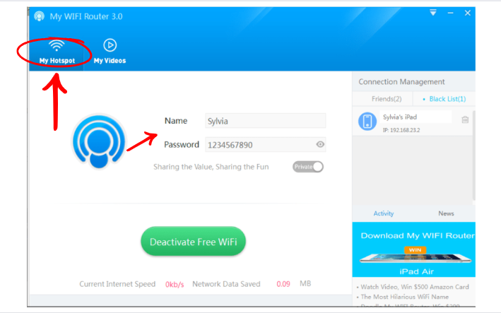 Print do app My wifi router