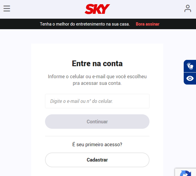 Pagamento de fatura pelo site SKY