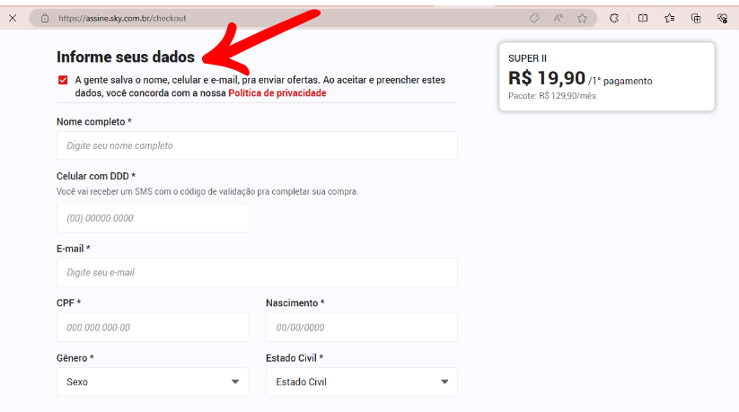 Print do site SKY Internet e TV - 4
