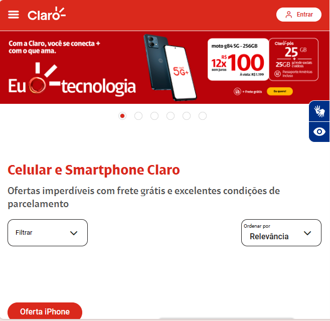 Print da loja da claro online