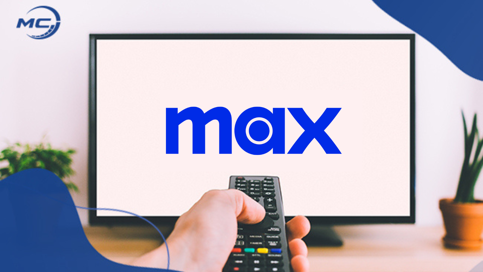 Pessoa segurando controle remoto apontado para uma TV que exibe o logo da HBO