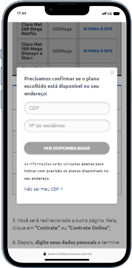 disponibilidade por plano