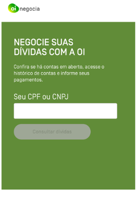 Print do site Oi Negocia, seção de login