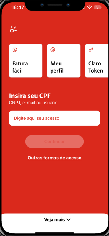 captura de tela app minha claro