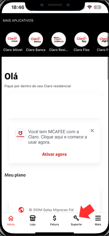 captura de tela app minha claro