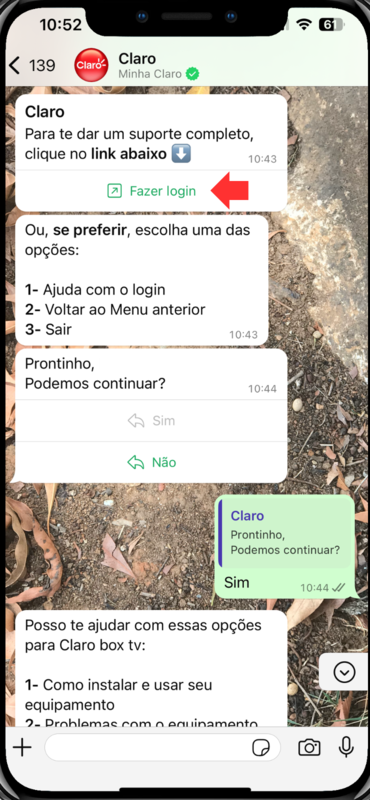 captura de tela do whatsapp claro