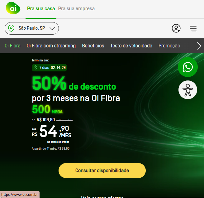 Print do site da Oi