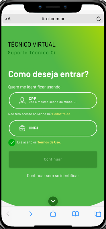 captura de tela da página Técnico virtual da Oi - parte 2