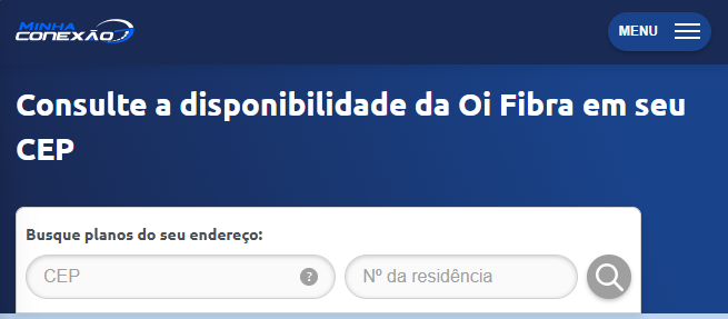 print da página de consulta de cobertura Oi